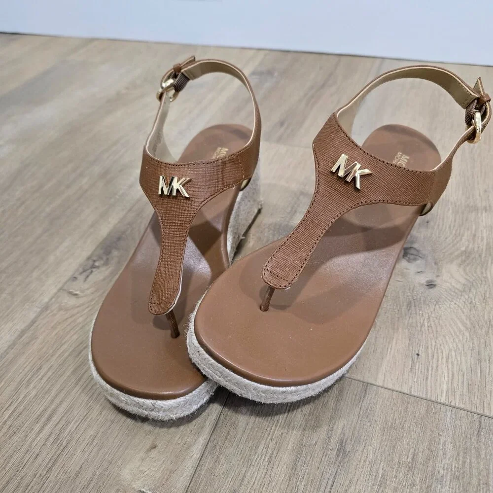 Michael Kors Leather Thong Platform Wedge Size 8 - Picture 5 of 6